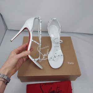 CHRISTIAN LOUBOUTIN Riojana White Spike Stiletto Sandals